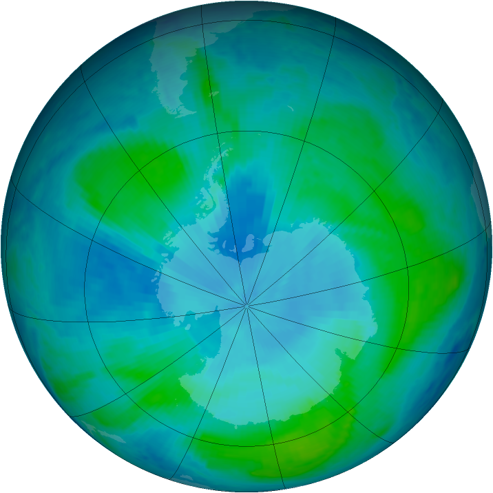 Antarctic ozone map for 02 February 2000